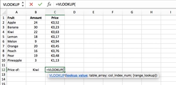 Công thức của hàm Vlookup trong Excel 