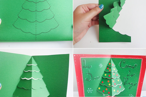 Làm thiệp Giáng Sinh 3D hình cây thông (Nguồn: Internet)