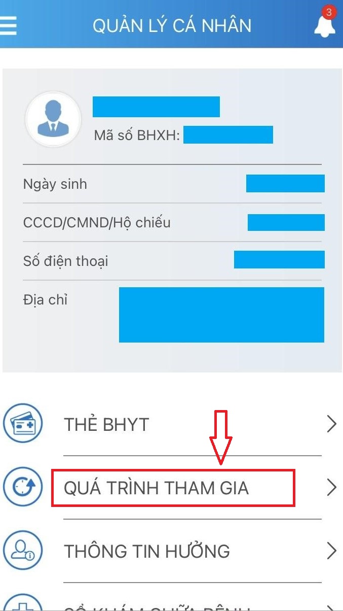Thao tác xem quá trình tham gia BHXH trên app VssID