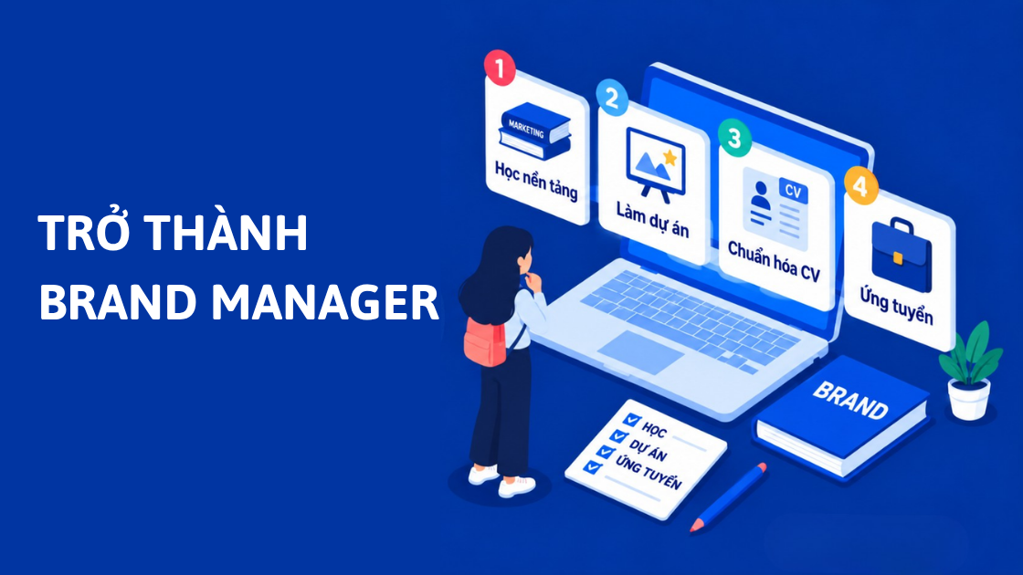 4 bước trở thành Brand Manager gồm học nền tảng, làm dự án, chuẩn hóa CV và ứng tuyển