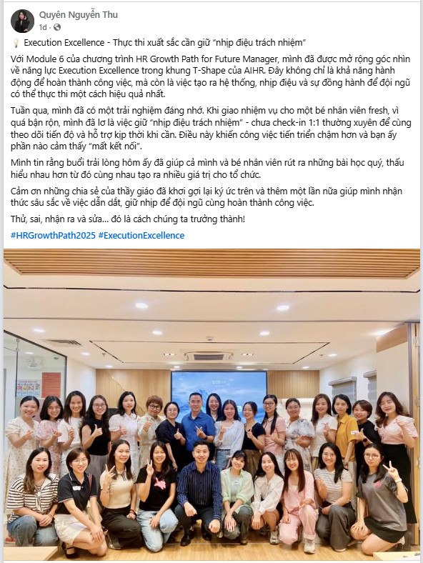 Chia sẻ từ học viên Thu Quyên (ảnh chụp trang cá nhân)                           