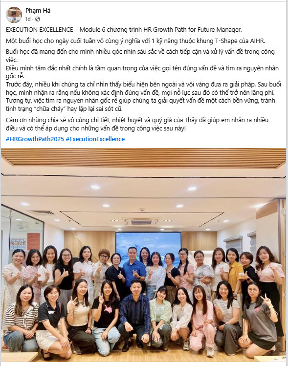 Chia sẻ từ học viên Phạm Hà (ảnh chụp trang cá nhân)