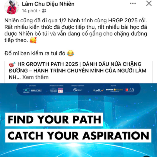 Chia sẻ từ học viên Diệu Nhiên (Hình chụp bài viết tại trang cá nhân)