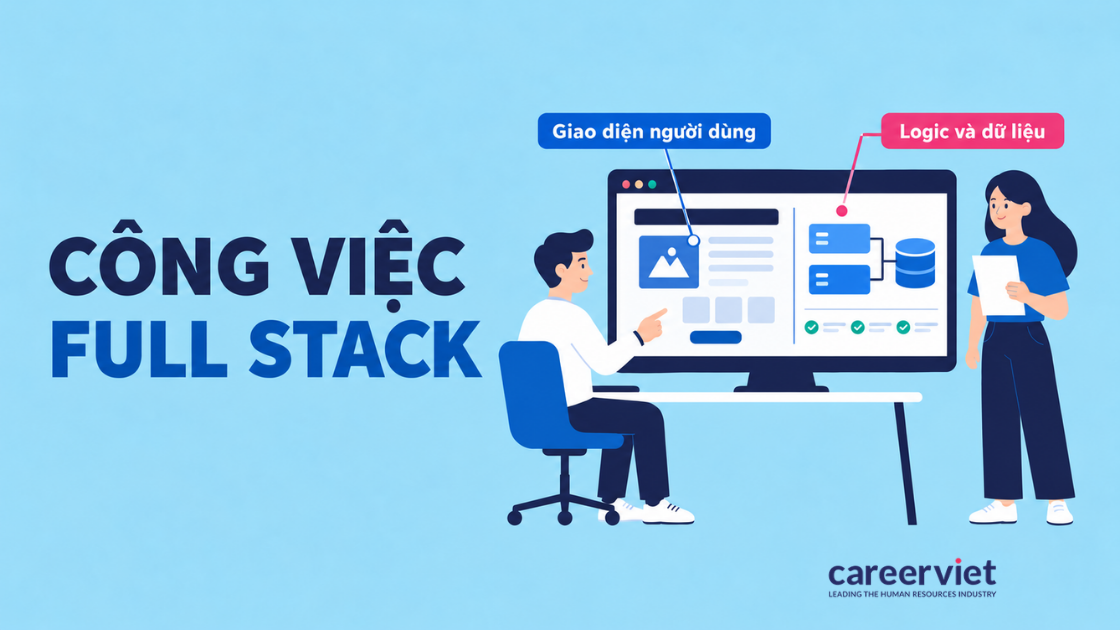 Công việc Full Stack Developer gồm phát triển giao diện, xử lý logic và quản lý dữ liệu