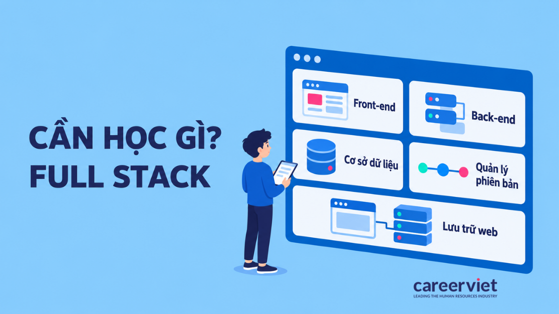 Kiến thức Full Stack Developer cần học gồm Front-end, Back-end, database, Git và Cloud