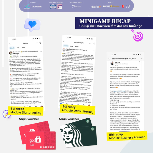 Hoạt động Minigame Recap khuyến khích học viên ghi lại những điều tâm đắc