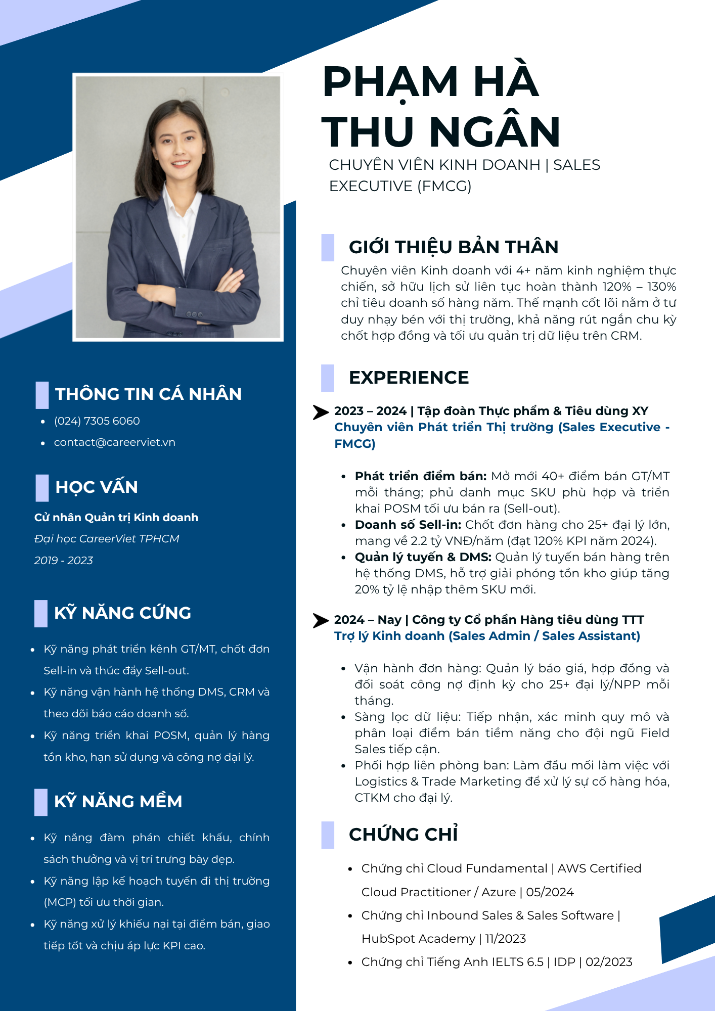 Mẫu CV Chuyên viên Kinh doanh (FMCG)