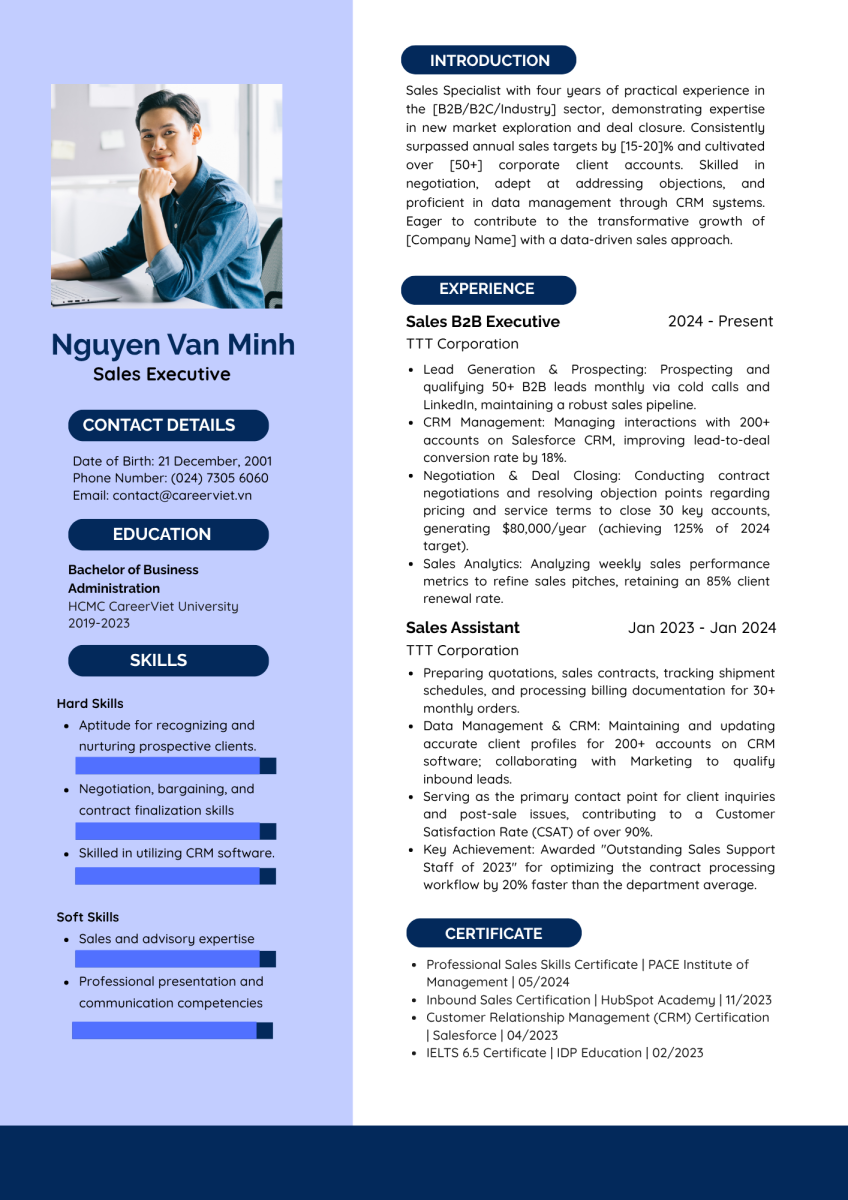 Mẫu CV tiếng Anh dành cho các tập đoàn đa quốc gia