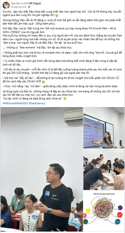 Chia sẻ từ học viên Son Do (Hình chụp bài viết tại trang cá nhân)