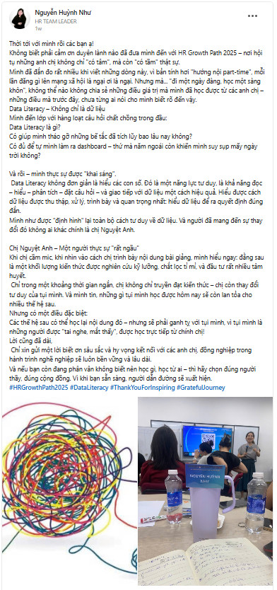 Chia sẻ từ học viên Nguyễn Huỳnh Như (Hình chụp bài viết tại trang cá nhân)