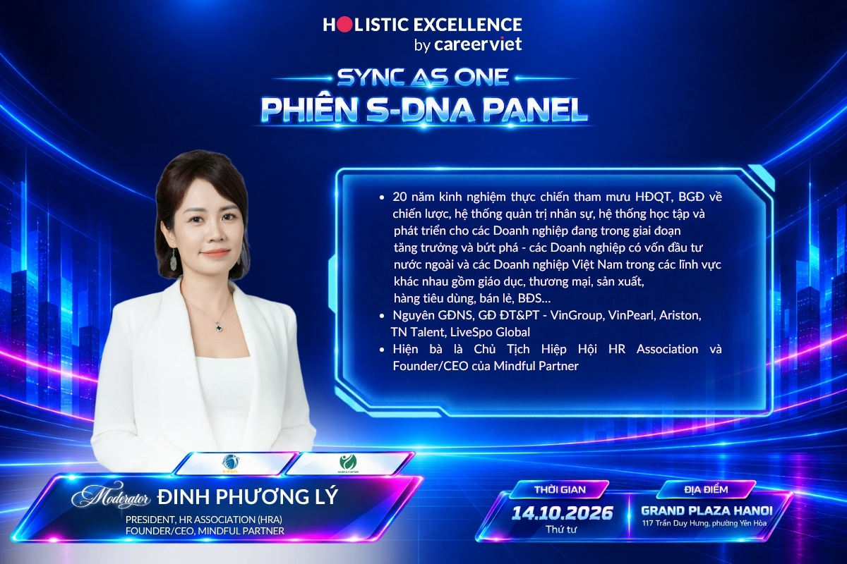 Diễn giả Đinh Phương Lý – President, HR Association (HRA) & Founder/CEO, Mindful Partner