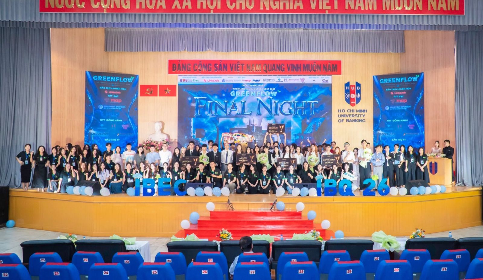 Đêm chung kết International Business Quest (IBQ) 2026 đầy kịch tính và bùng nổ. Nguồn: International Business Quest - HUB