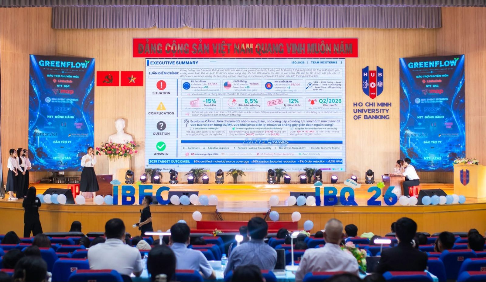 Phần thi đầy căng thẳng của các thí sinh. Nguồn: International Business Quest - HUB
