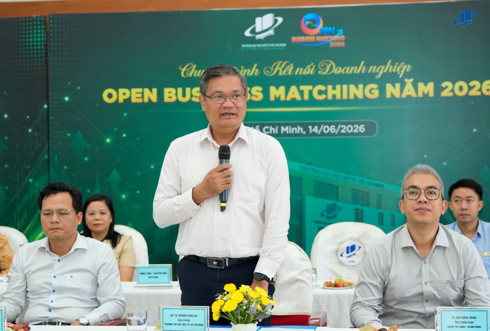 GS.TS. Nguyễn Minh Hà - Hiệu trưởng nhà trường phát biểu. Nguồn: Trường Đại học Mở TP.HCM