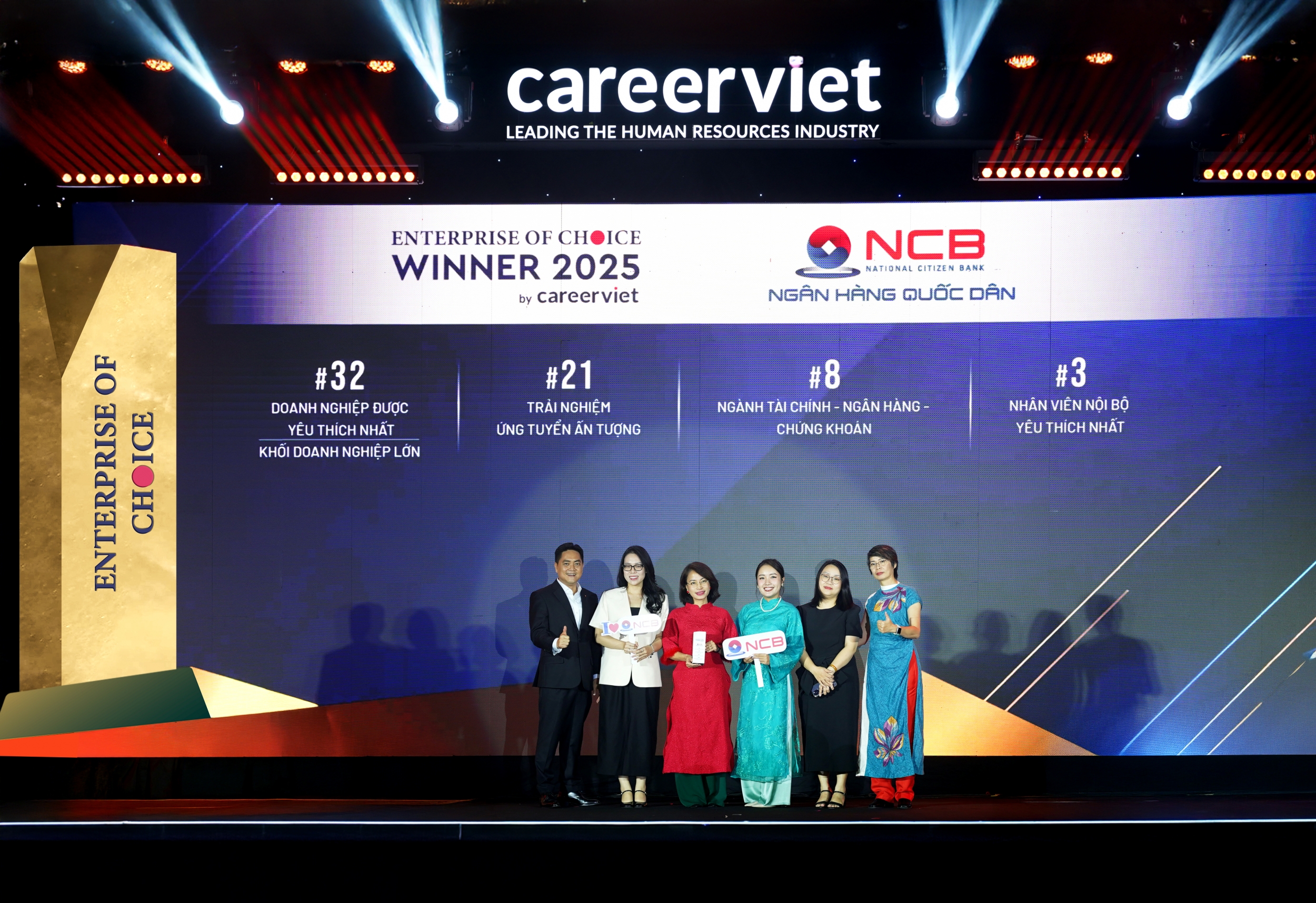 Lần đầu tiên tham gia, NCB “ẵm trọn” 04 giải thưởng tại Enterprise of Choice 2025