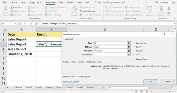 Hàm SUBSTITUTE trong Excel