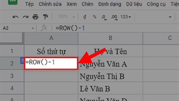 Hàm ROW là một trong những hàm thông dụng dùng để đánh số thứ tự Excel