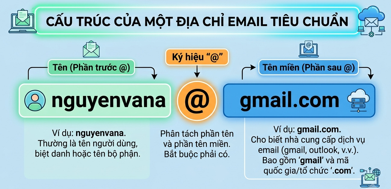 Cấu trúc của một địa chỉ email tiêu chuẩn