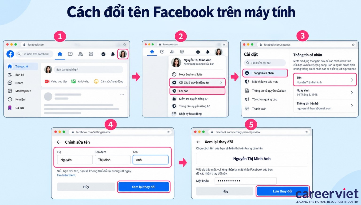 Đổi tên FB trên máy tính