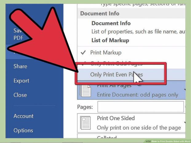 Chọn Even Pages sau khi đã in xong các mặt lẻ