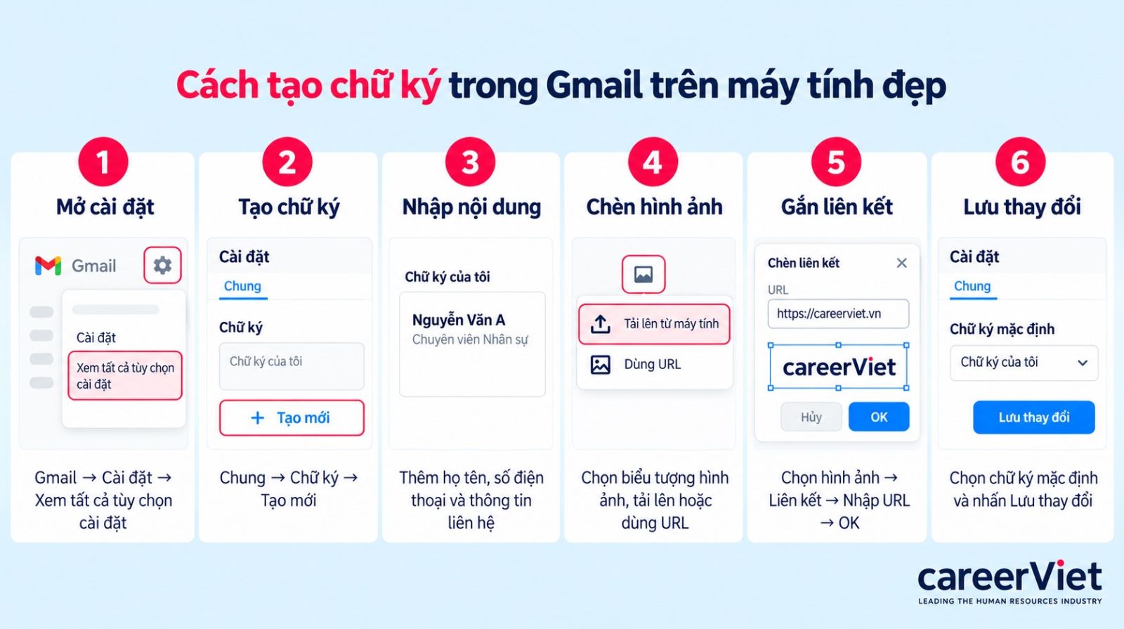 Các bước tạo chữ ký trong Gmail trên máy tính