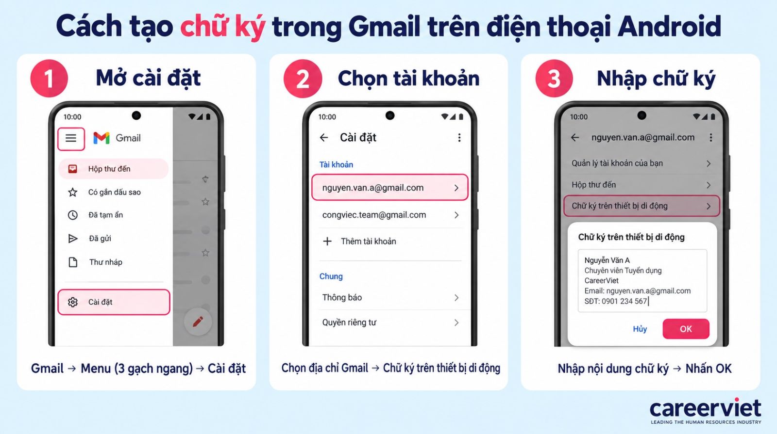 Cách tạo chữ ký Gmail trên điện thoại Android
