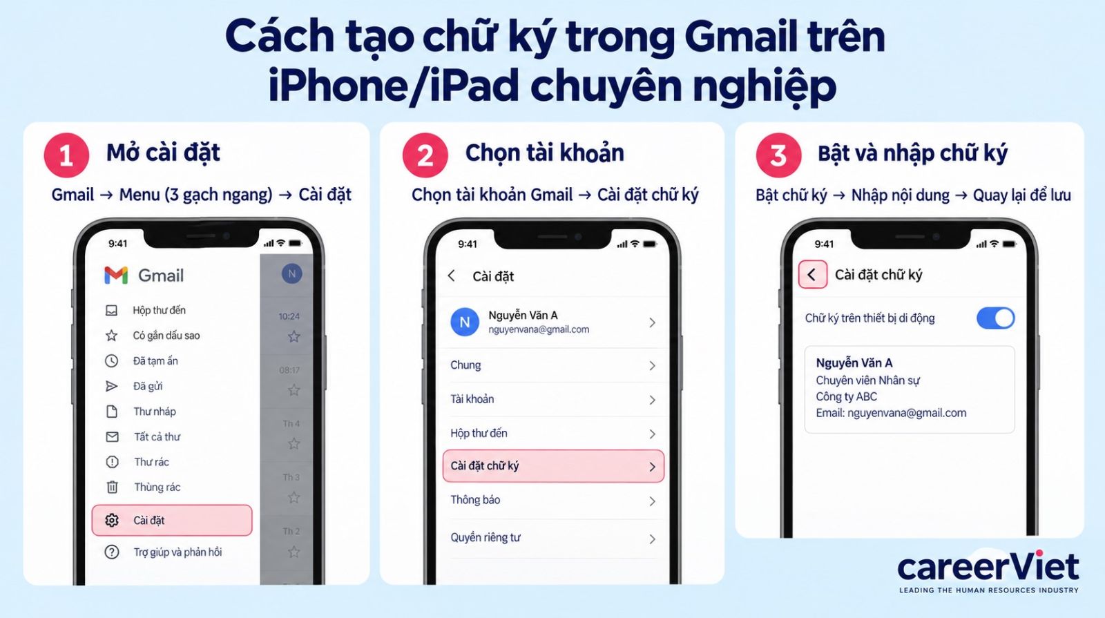 Cách tạo chữ ký Gmail trên điện thoại Iphone