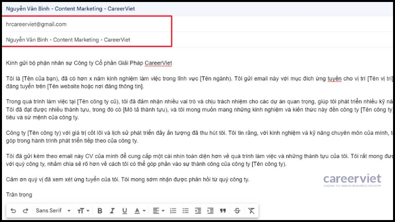 Cách viết email xin việc ở mục tiêu đề phải thể hiện rõ vị trí ứng tuyển 