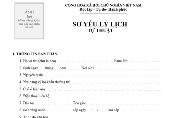 Bản sơ yếu lý lịch viết tay