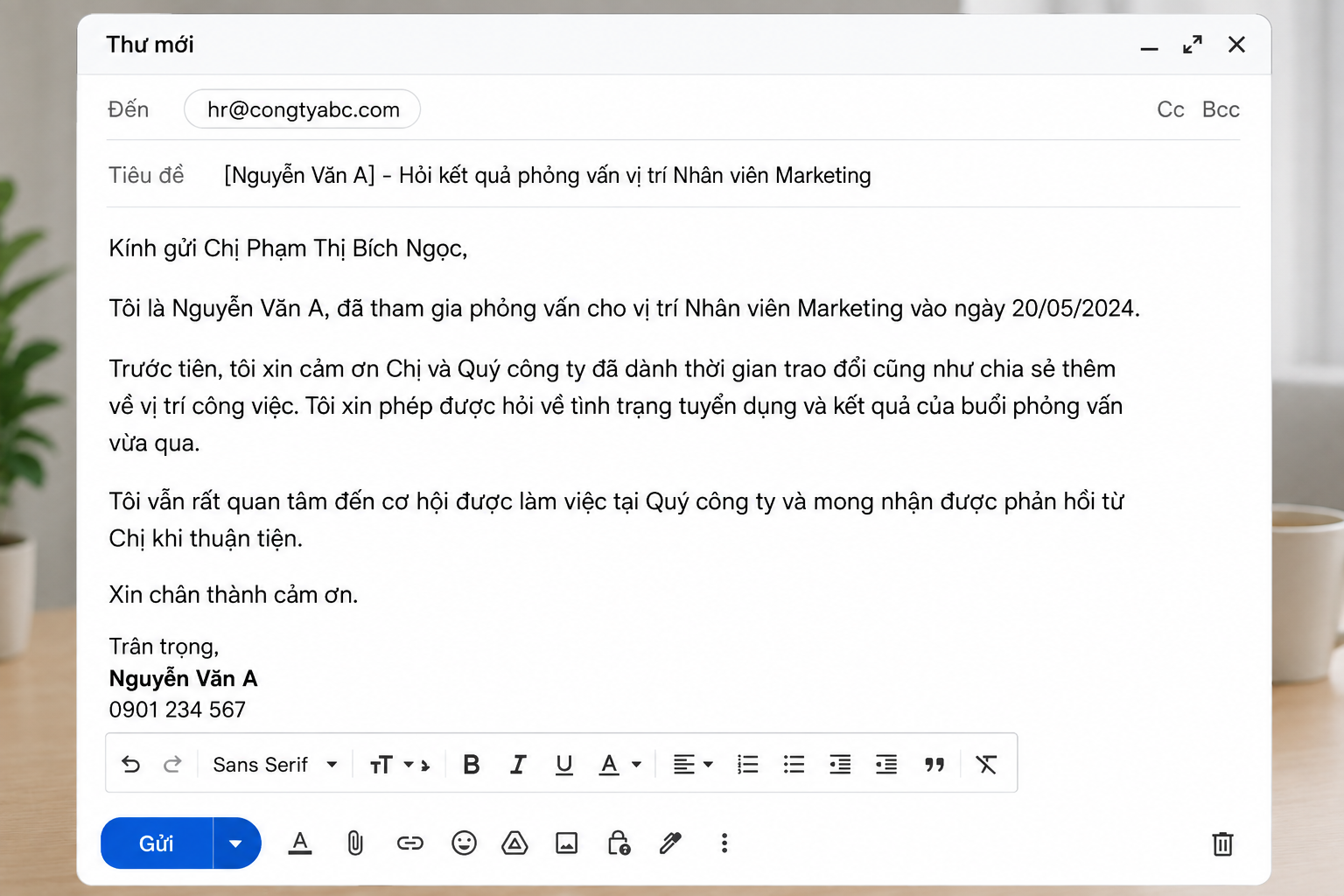 Có nên gửi email hỏi kết quả phỏng vấn