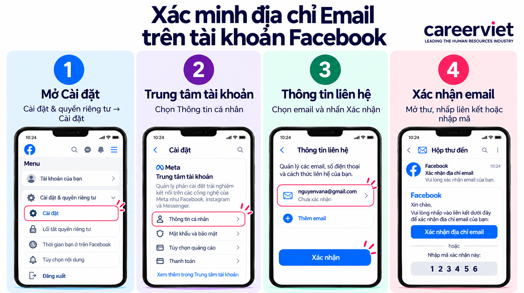 Xác minh địa chỉ Email trên tài khoản Facebook