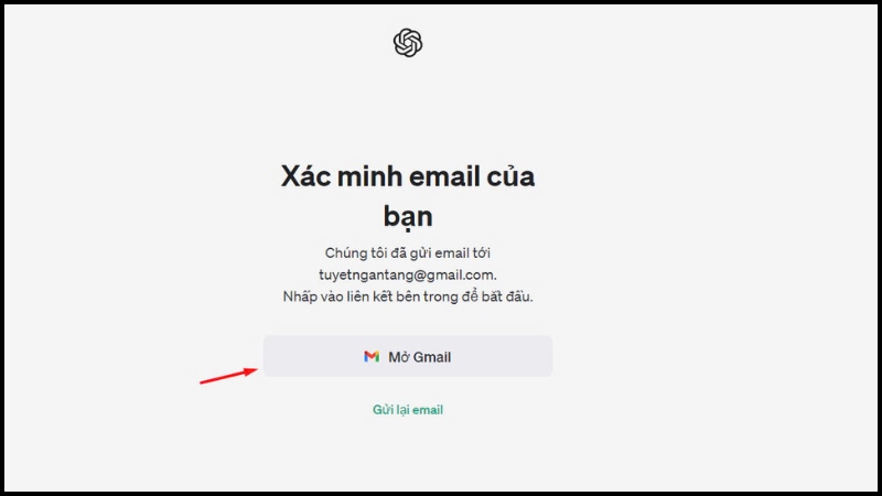 Mở email để xác minh