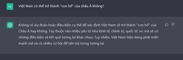 Chatbot siêu AI ChatGPT nói gì về việc Việt Nam sẽ trở thành “con hổ” của châu Á?