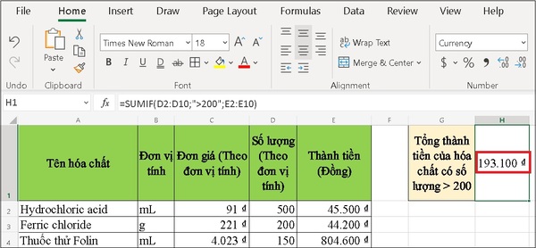 Công thức hàm sumifs và ví dụ cụ thể