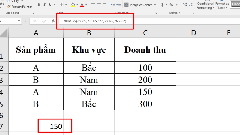 Cú pháp của hàm sumifs