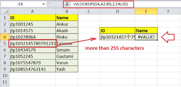 Lỗi #VALUE trong hàm Vlookup 