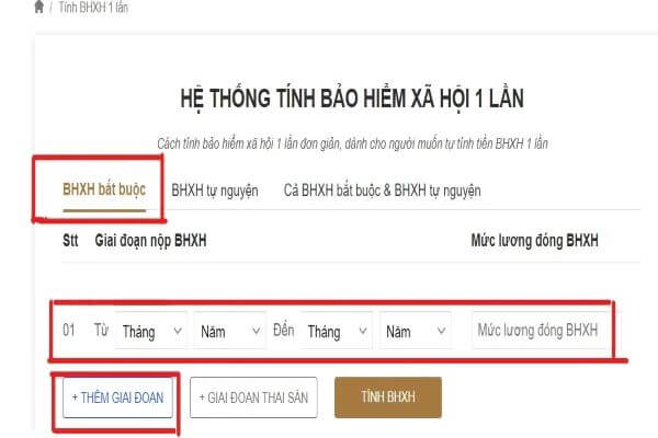 Truy cập website tính BHXH 1 lần của LuatVietNam 