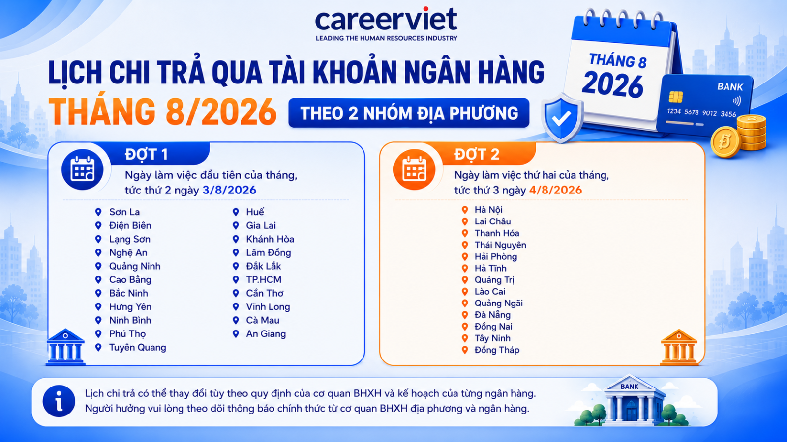 lịch trả lương hưu 8/2026