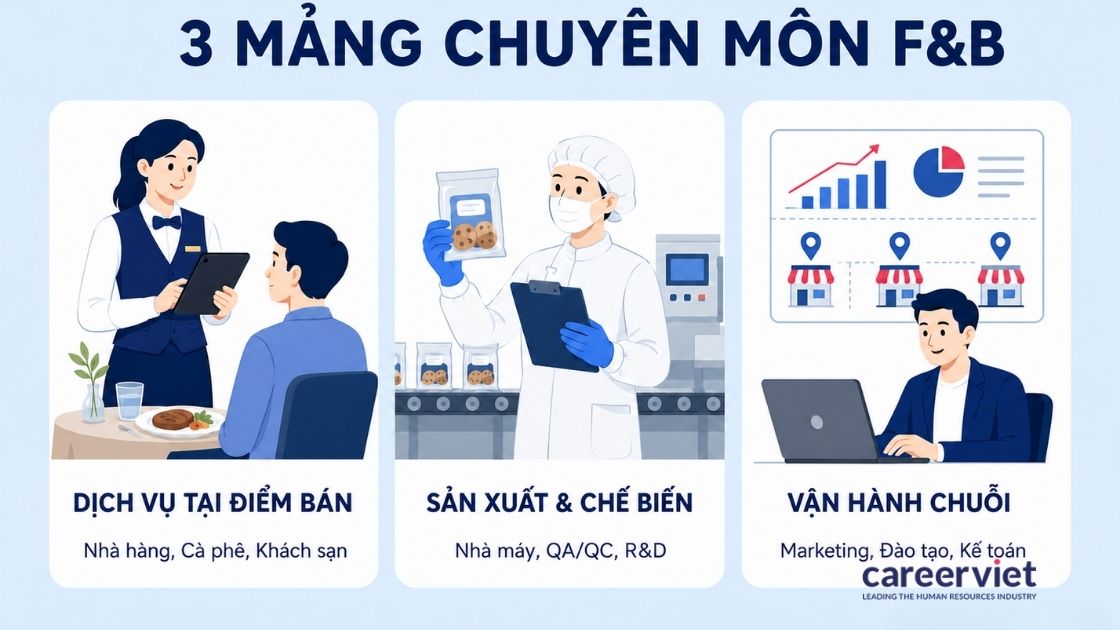 3 mảng chuyên môn của ngành F&B