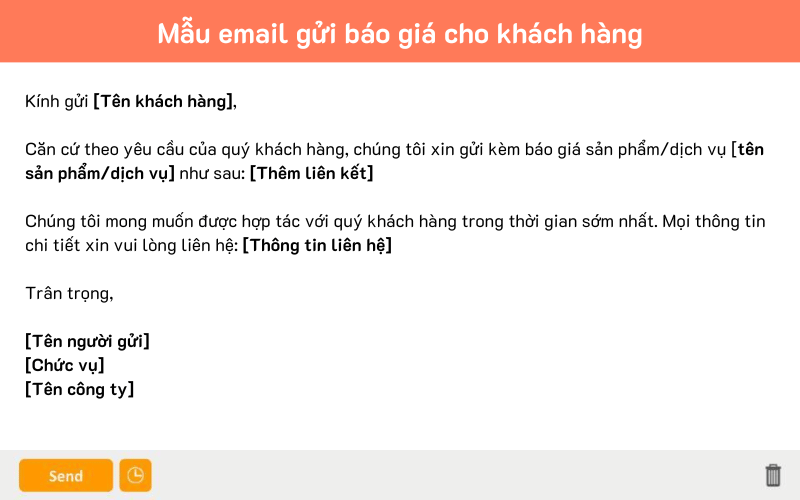 Mẫu email báo giá đầy đủ thông tin sản phẩm
