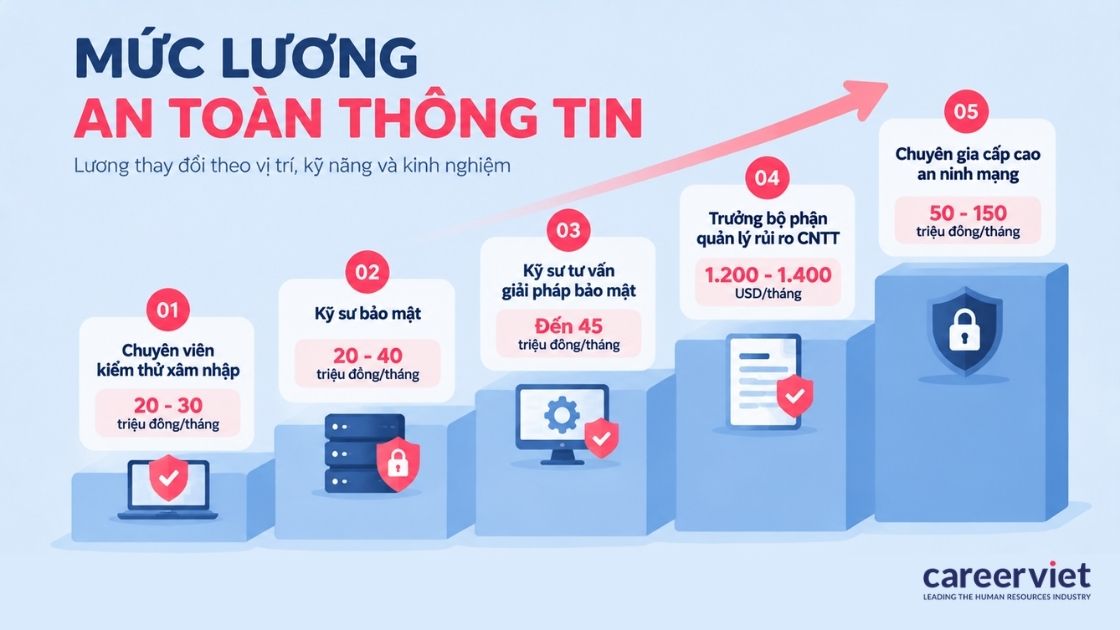 Bảng tham khảo mức lương ngành an toàn thông tin theo cấp bậc