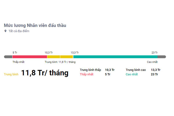 Mức lương trung bình của nhân viên hồ sơ thầu