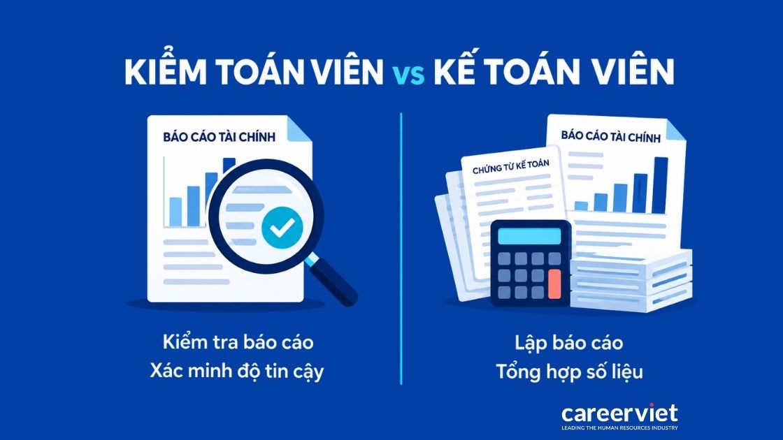 Kiểm toán viên kiểm tra báo cáo, kế toán viên lập báo cáo tài chính