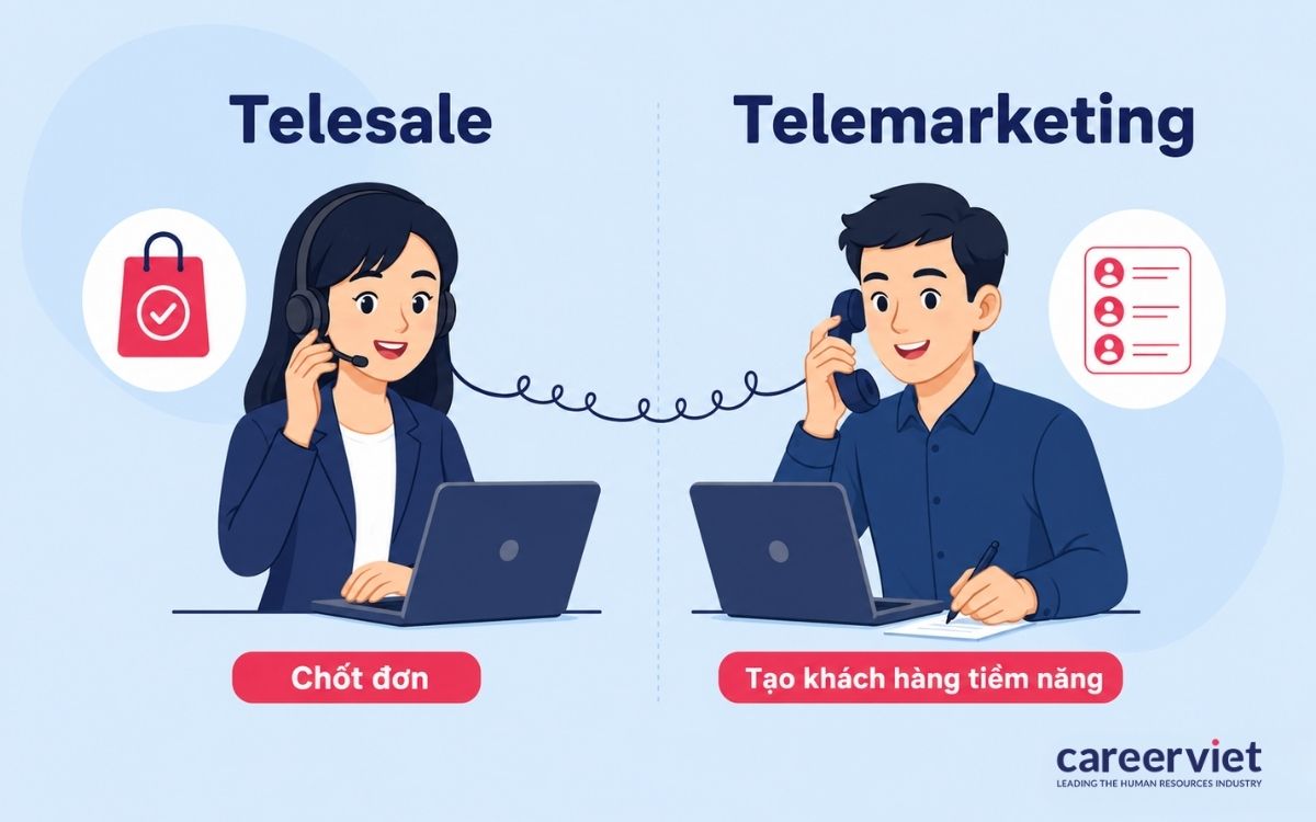 Hai nghề khác nhau ở đích đến của mỗi cuộc gọi.