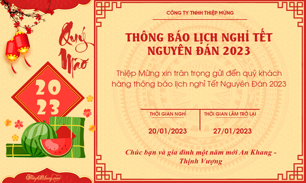 Mẫu thông báo nghỉ lễ 30/04 và 01/05 đơn giản