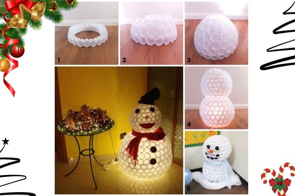 Làm người tuyết bằng cốc giấy để  trang trí noel văn phòng (Nguồn: Internet)