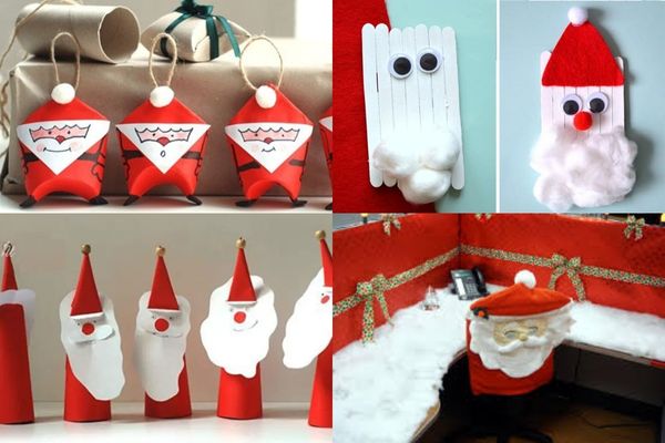 Bạn có thể tận dụng giấy, bông gòn làm ông già Noel (Nguồn: Internet)