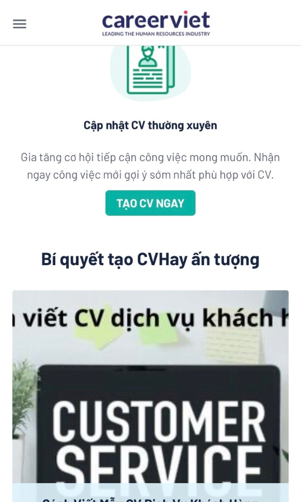 Truy cập CVhay để tạo CV chỉ với 3 bước đơn giản