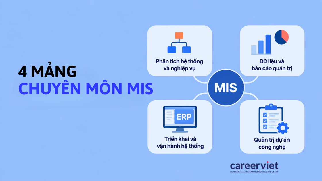 Sơ đồ nối từng mảng chuyên môn MIS với vị trí tuyển dụng