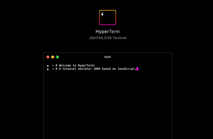 HyperTerm dark homepage